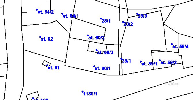 Parcela st. 60/3 v KÚ Kluček, Katastrální mapa