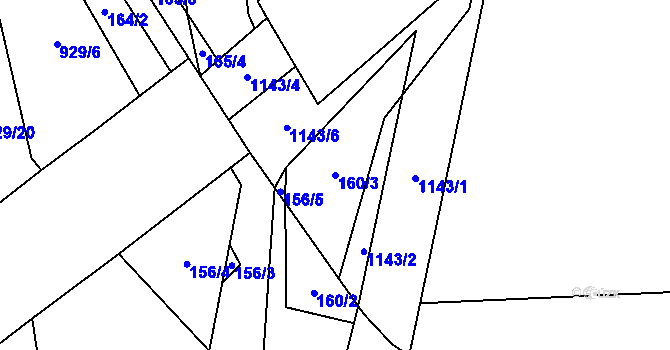 Parcela st. 160/3 v KÚ Kluček, Katastrální mapa