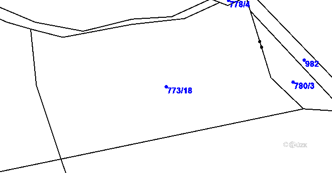 Parcela st. 773/18 v KÚ Kluček, Katastrální mapa