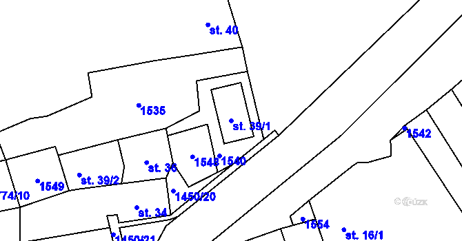 Parcela st. 39/1 v KÚ Liběšice u Žatce, Katastrální mapa