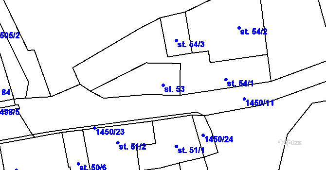 Parcela st. 53 v KÚ Liběšice u Žatce, Katastrální mapa