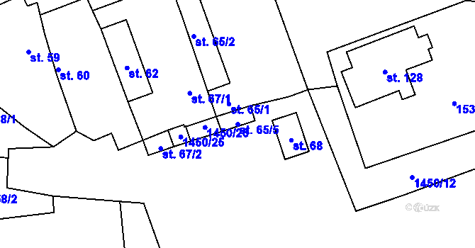 Parcela st. 65/5 v KÚ Liběšice u Žatce, Katastrální mapa