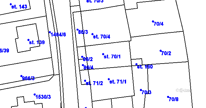 Parcela st. 70/1 v KÚ Liběšice u Žatce, Katastrální mapa