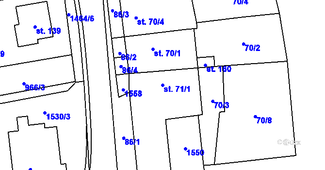Parcela st. 71/1 v KÚ Liběšice u Žatce, Katastrální mapa