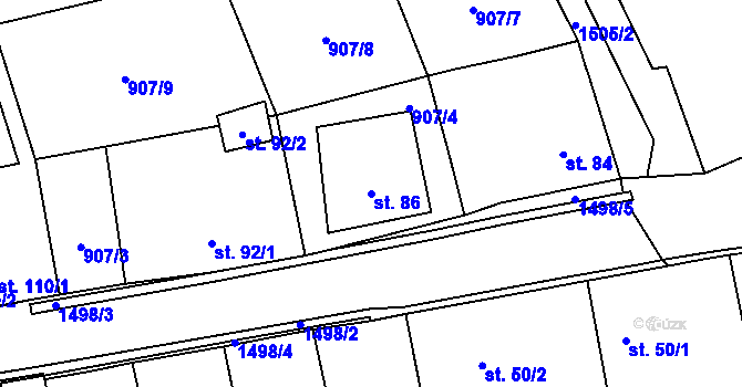 Parcela st. 86 v KÚ Liběšice u Žatce, Katastrální mapa