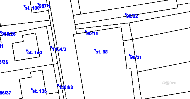 Parcela st. 88 v KÚ Liběšice u Žatce, Katastrální mapa
