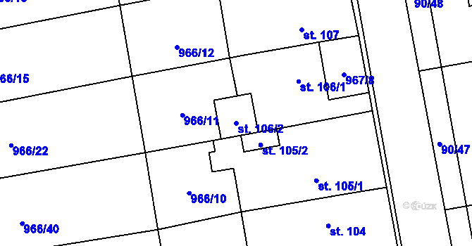 Parcela st. 106/2 v KÚ Liběšice u Žatce, Katastrální mapa