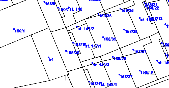 Parcela st. 147/1 v KÚ Liběšice u Žatce, Katastrální mapa