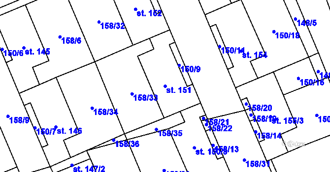 Parcela st. 151 v KÚ Liběšice u Žatce, Katastrální mapa