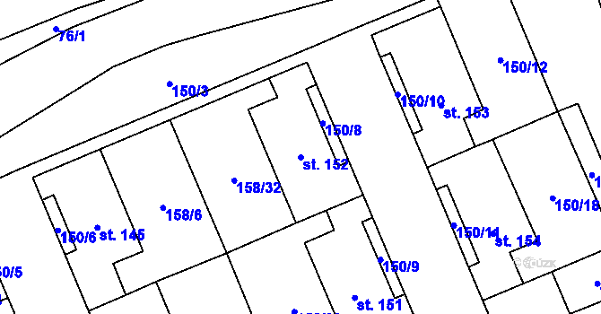 Parcela st. 152 v KÚ Liběšice u Žatce, Katastrální mapa