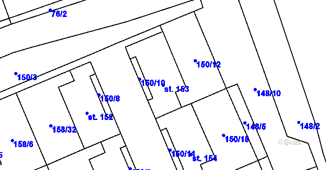 Parcela st. 153 v KÚ Liběšice u Žatce, Katastrální mapa