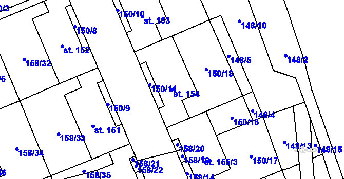Parcela st. 154 v KÚ Liběšice u Žatce, Katastrální mapa