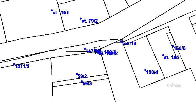 Parcela st. 159/2 v KÚ Liběšice u Žatce, Katastrální mapa