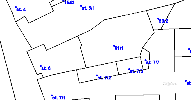 Parcela st. 51/2 v KÚ Liběšice u Žatce, Katastrální mapa