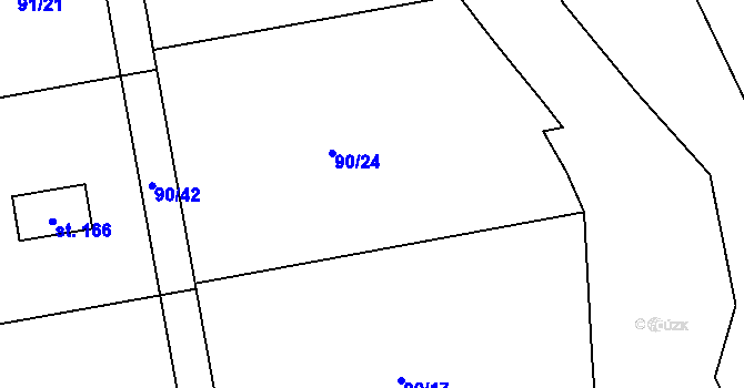 Parcela st. 90/25 v KÚ Liběšice u Žatce, Katastrální mapa