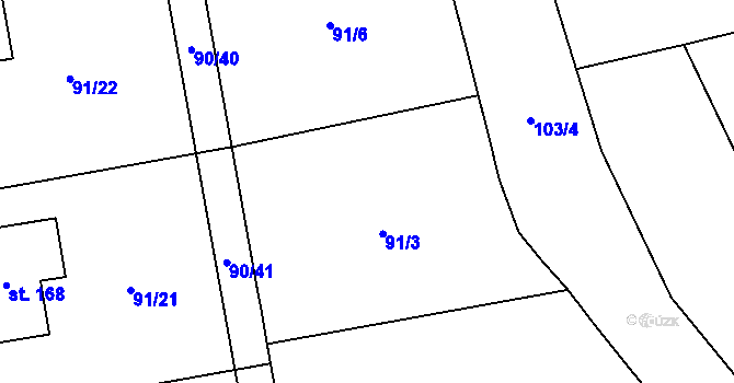 Parcela st. 91/4 v KÚ Liběšice u Žatce, Katastrální mapa