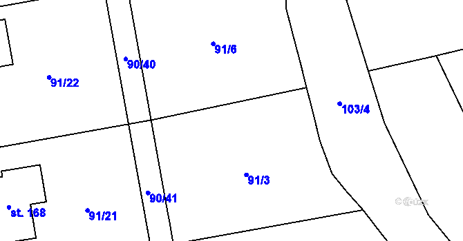 Parcela st. 91/5 v KÚ Liběšice u Žatce, Katastrální mapa