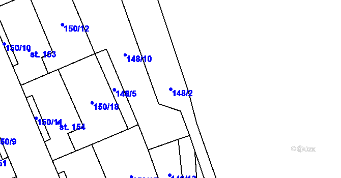 Parcela st. 148/2 v KÚ Liběšice u Žatce, Katastrální mapa