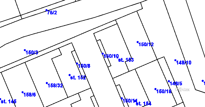 Parcela st. 150/10 v KÚ Liběšice u Žatce, Katastrální mapa
