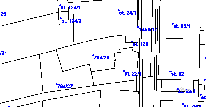 Parcela st. 764/6 v KÚ Liběšice u Žatce, Katastrální mapa