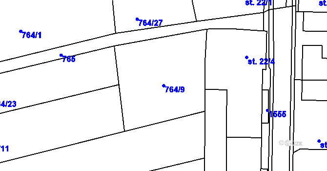 Parcela st. 764/9 v KÚ Liběšice u Žatce, Katastrální mapa
