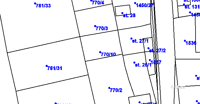 Parcela st. 770/10 v KÚ Liběšice u Žatce, Katastrální mapa
