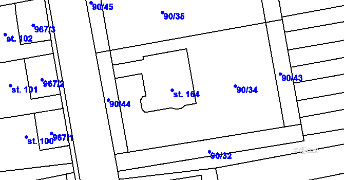 Parcela st. 164 v KÚ Liběšice u Žatce, Katastrální mapa