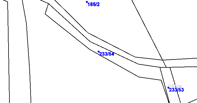 Parcela st. 233/54 v KÚ Liběšice u Žatce, Katastrální mapa