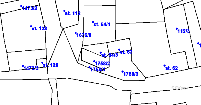 Parcela st. 64/3 v KÚ Líčkov, Katastrální mapa
