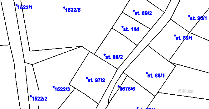 Parcela st. 88/2 v KÚ Líčkov, Katastrální mapa
