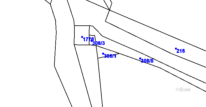 Parcela st. 308/1 v KÚ Líčkov, Katastrální mapa