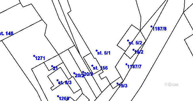 Parcela st. 5/1 v KÚ Liběšovice, Katastrální mapa