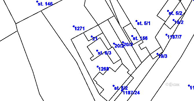 Parcela st. 6/3 v KÚ Liběšovice, Katastrální mapa