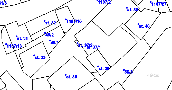 Parcela st. 37/1 v KÚ Liběšovice, Katastrální mapa