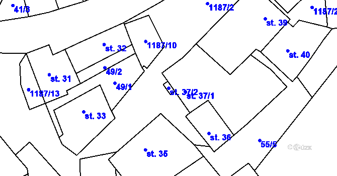 Parcela st. 37/2 v KÚ Liběšovice, Katastrální mapa
