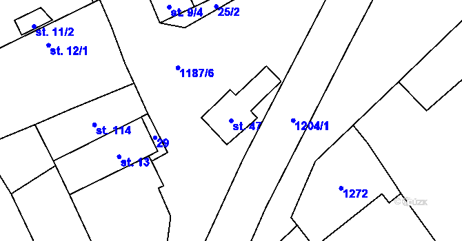 Parcela st. 47 v KÚ Liběšovice, Katastrální mapa