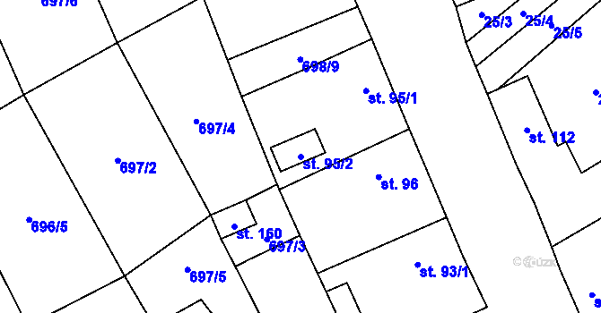Parcela st. 95/2 v KÚ Liběšovice, Katastrální mapa