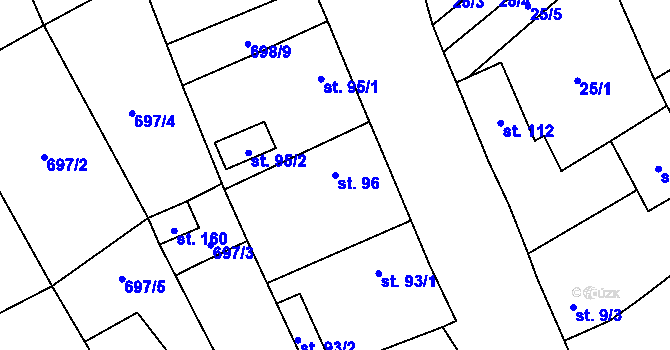 Parcela st. 96 v KÚ Liběšovice, Katastrální mapa