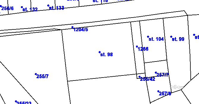 Parcela st. 98 v KÚ Liběšovice, Katastrální mapa