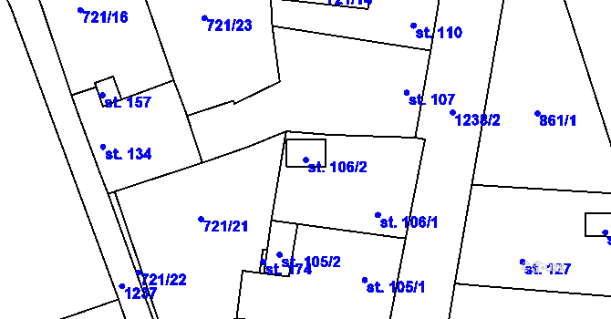 Parcela st. 106/2 v KÚ Liběšovice, Katastrální mapa