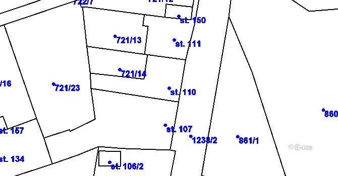 Parcela st. 110 v KÚ Liběšovice, Katastrální mapa