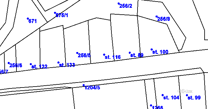 Parcela st. 116 v KÚ Liběšovice, Katastrální mapa