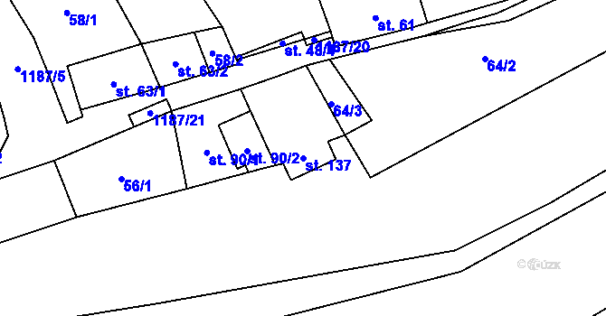 Parcela st. 137 v KÚ Liběšovice, Katastrální mapa