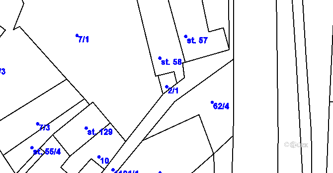 Parcela st. 2/1 v KÚ Liběšovice, Katastrální mapa