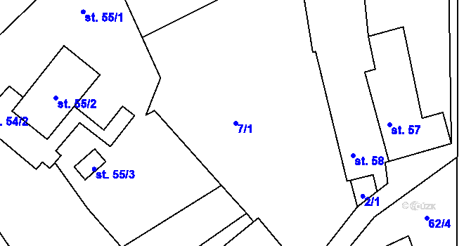 Parcela st. 7/1 v KÚ Liběšovice, Katastrální mapa