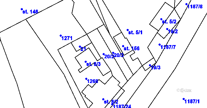 Parcela st. 20/2 v KÚ Liběšovice, Katastrální mapa