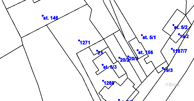 Parcela st. 21 v KÚ Liběšovice, Katastrální mapa