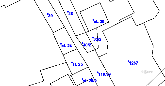 Parcela st. 40/2 v KÚ Liběšovice, Katastrální mapa