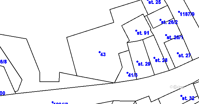 Parcela st. 43 v KÚ Liběšovice, Katastrální mapa