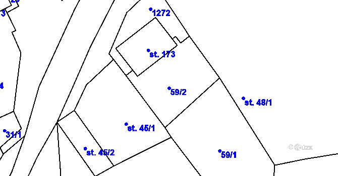 Parcela st. 59/2 v KÚ Liběšovice, Katastrální mapa
